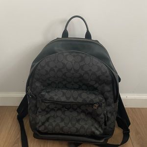 Coach West Backpack In Signature Canvas in Gunmetal/ Charcoal black